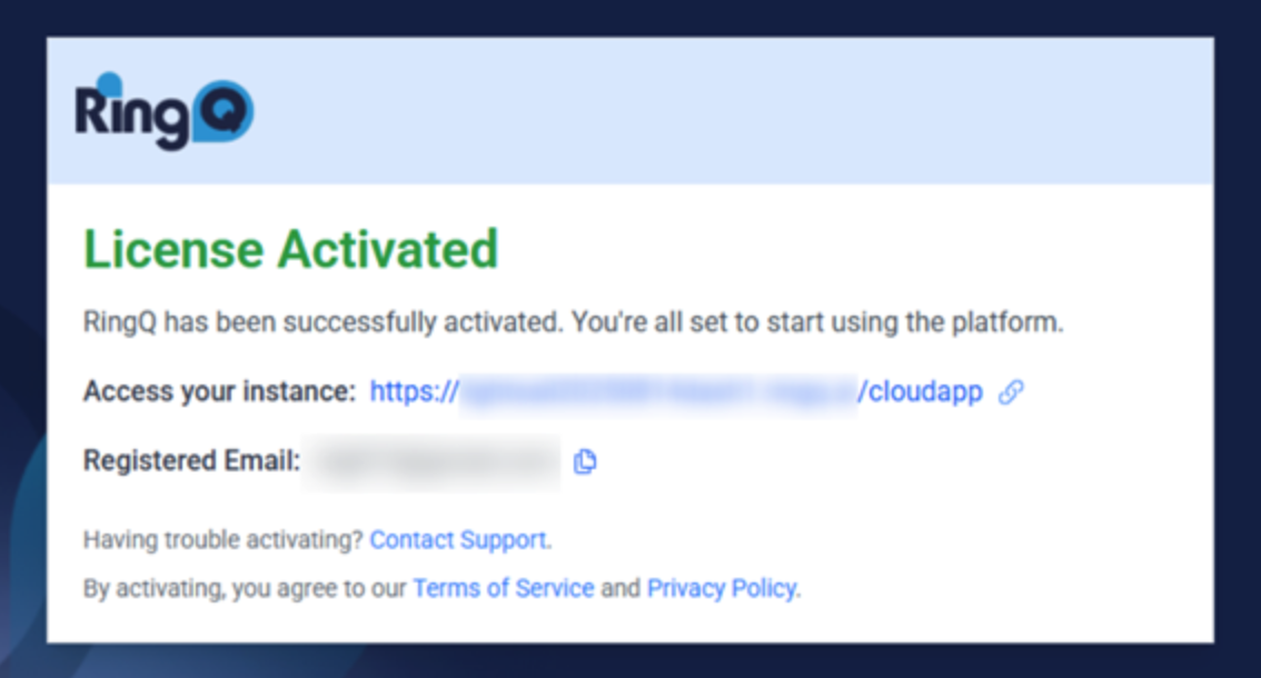 RingQ license activated